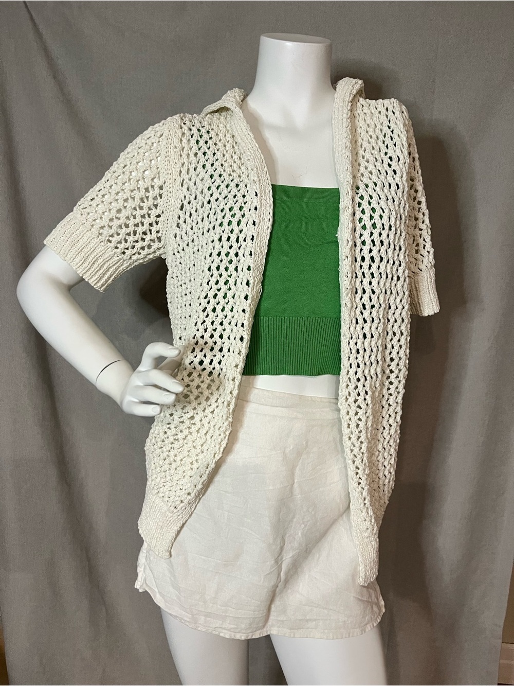 Nicole Miller Artelier Open Knit Hooded Cardigan